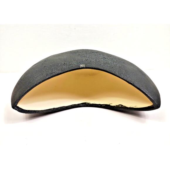 Vintage Abstract Crescent Shape Vase MCM Pottery Hand Painted Textured - Picture 3 of 7